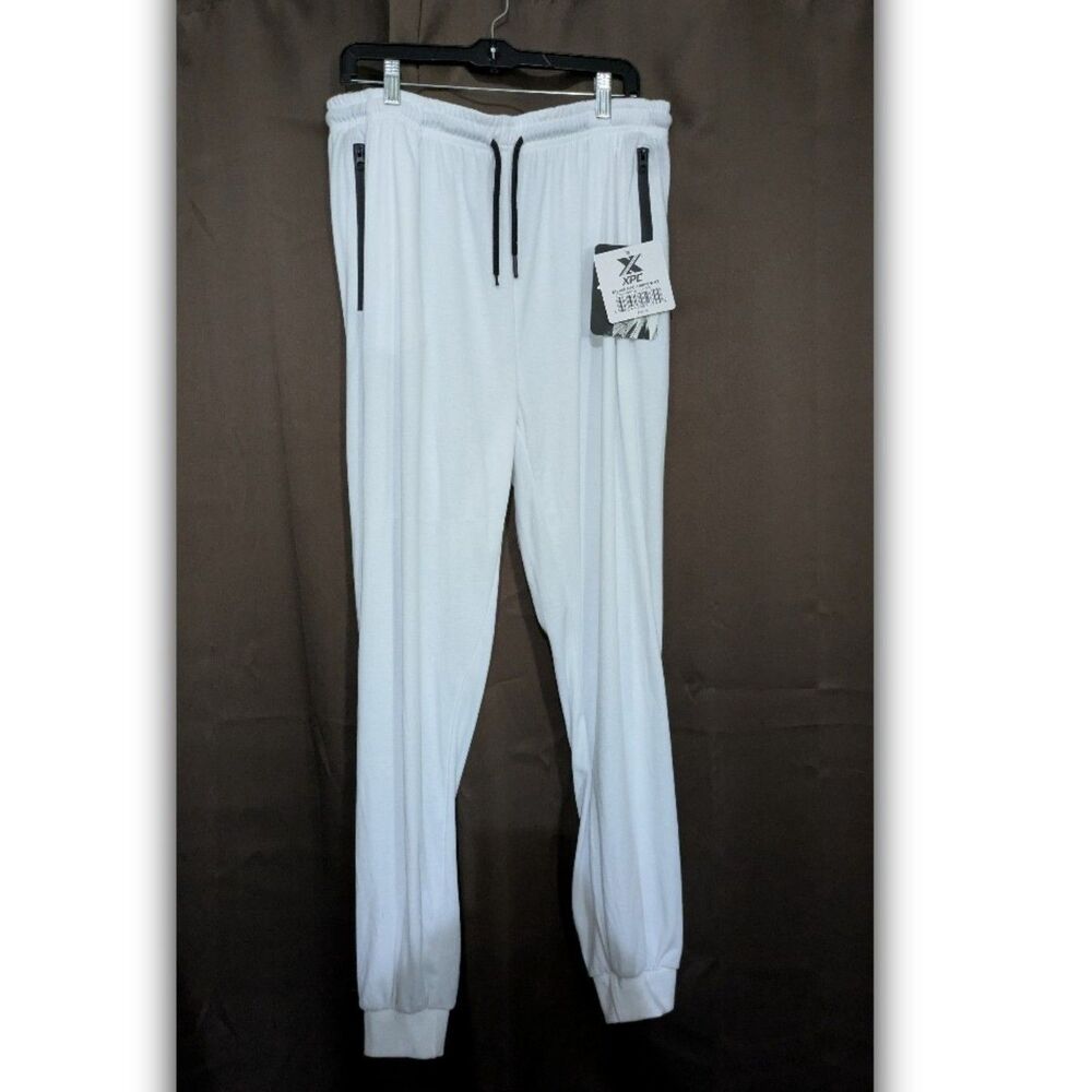 XPC Men’s White Sweat Jogger Pants Zip Pockets XXL NWT Activewear Athleisure